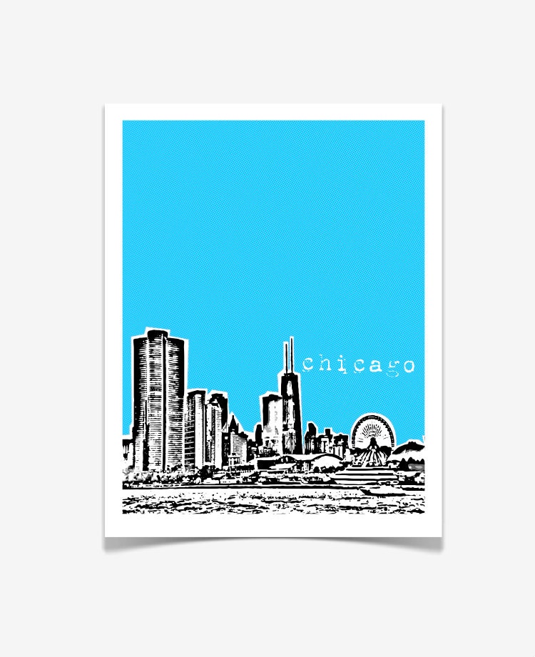Chicago Art Print Chicago Illinois Skyline Poster Chicago Etsy