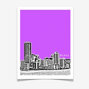 Miami Florida Skyline Poster Miami Art Florida City Art Print VERSION 3 image 2