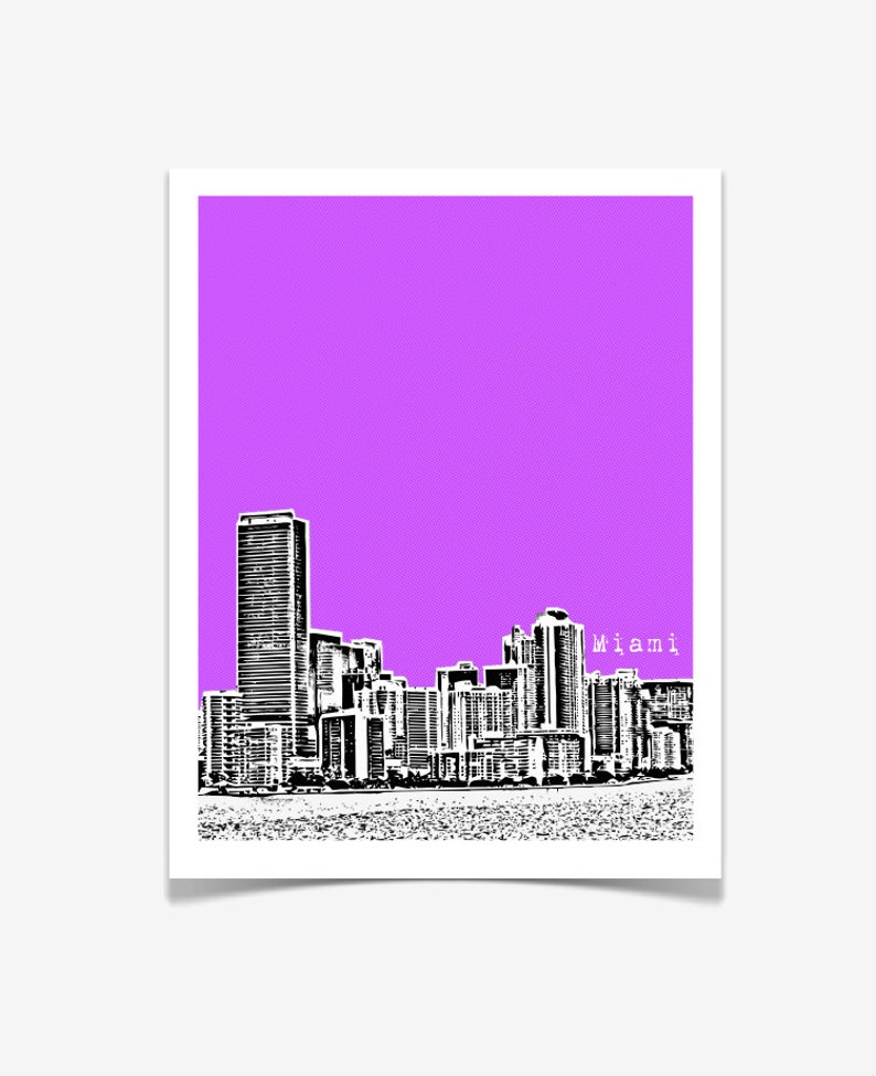 Miami Florida Skyline Poster Miami Art Florida City Art Print VERSION 3 image 2