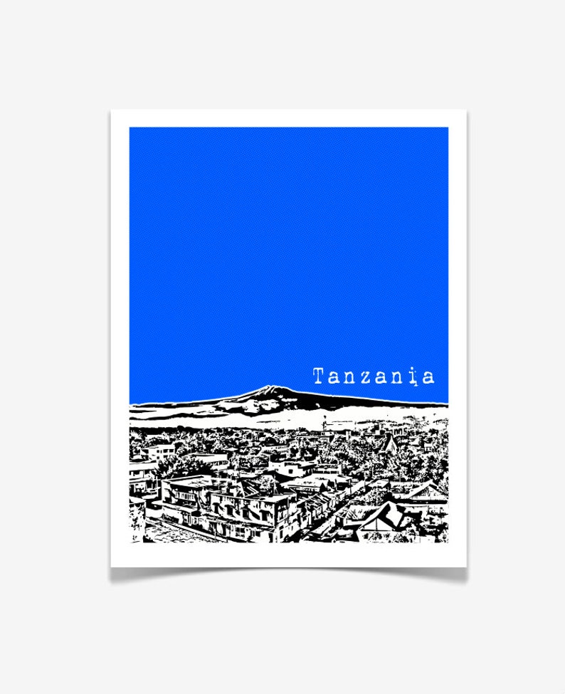 Tanzania Poster Africa City Skyline Series Art Print Mt. Kilimanjaro Arusha, Tanzania image 2