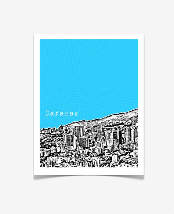 Caracas Venezuela Art Poster Caracas City Skyline Print Etsy