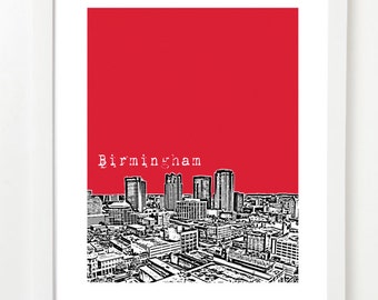 Birmingham Alabama Art Print - Birmingham Skyline Poster - Alabama State Art