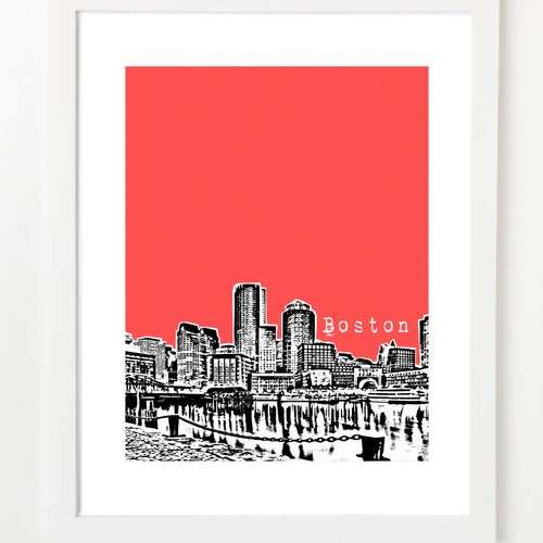 Boston Skyline Art Print Fenway View Boston Poster City Etsy