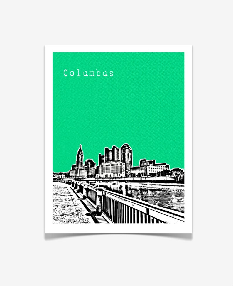 Columbus Ohio Art Print Columbus Skyline Poster VERSION 2 Etsy