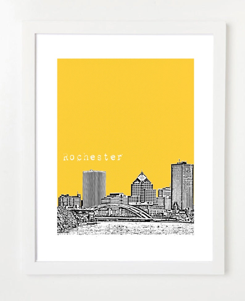 Rochester Skyline Art Print Rochester Poster Rochester Etsy