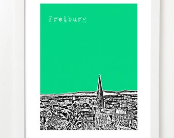 Freiburg Poster - Freiburg Germany City Skyline Art Print -