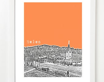 Helen Georgia Art Print - Helen Georgia Skyline Poster - Gift for Husband