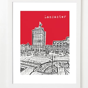 Lancaster Pennsylvania Skyline Lancaster City Art Print Lancaster PA image 1