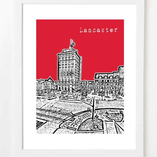 Lancaster Pennsylvania Skyline - Lancaster City Art Print - Lancaster PA