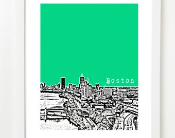 Boston Art Print - Boston Skyline - Boston Massachusetts - Boston University Bridge - VERSION 2