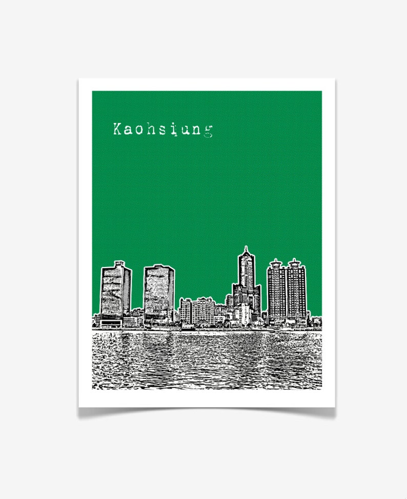 Kaohsiung Taiwan Poster City Skyline Art Print Kaohsiung City Harbor Art image 2