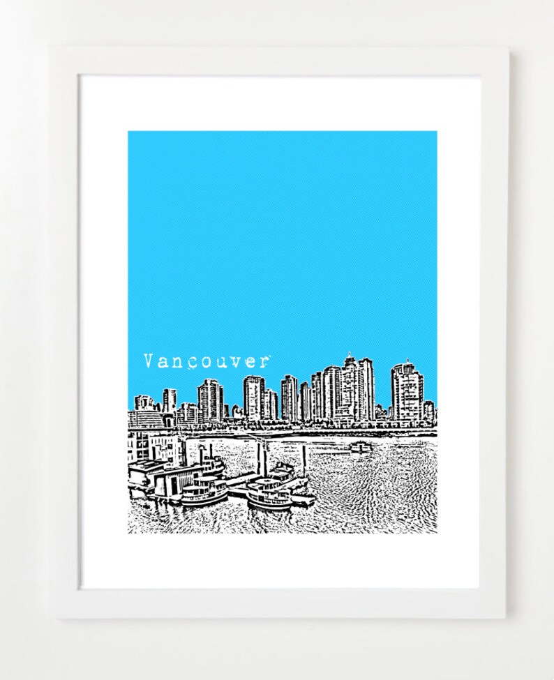 Vancouver Skyline Poster City Art Print British Columbia Etsy