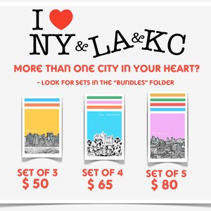 Set Of Six City Prints City Skyline Series Pick Your Mix and Colors 8x10 image image 3