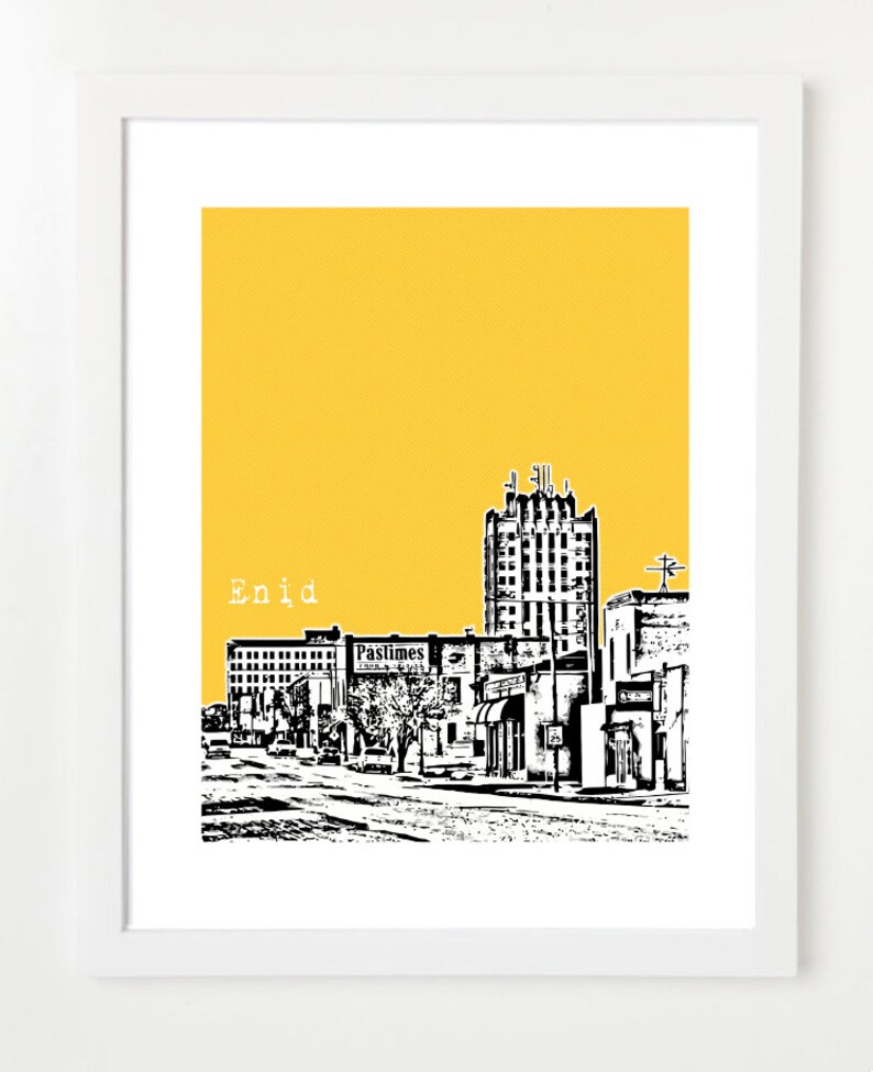 Enid Oklahoma State Art Print Enid Skyline Poster Etsy