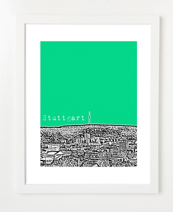 Stuttgart Deutschland Skyline Kunstdruck Poster Stuttgart Etsy