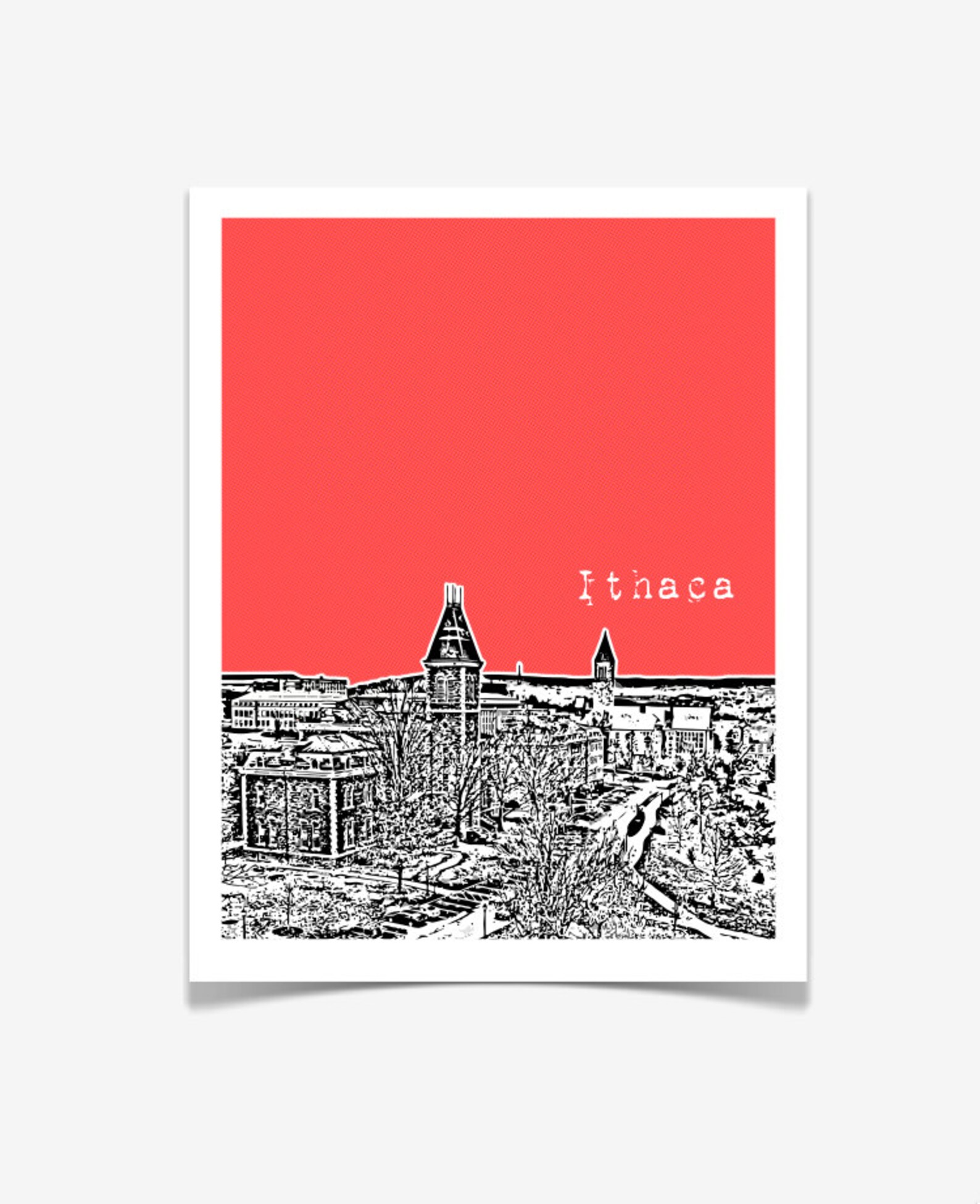 Ithaca New York Art Print Ithaca Poster Ithaca Skyline Art Etsy UK