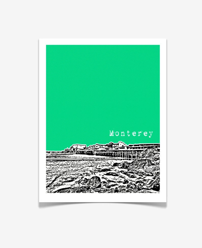 Monterey California Art Print Monterey City Skyline Series Etsy