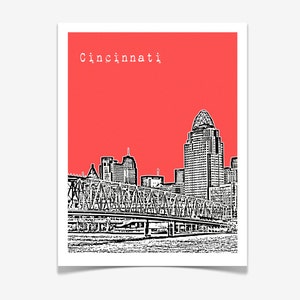 Cincinnati Art Print Cincinnati Skyline Poster Cincinnati Ohio City Art VERSION 1 image 2