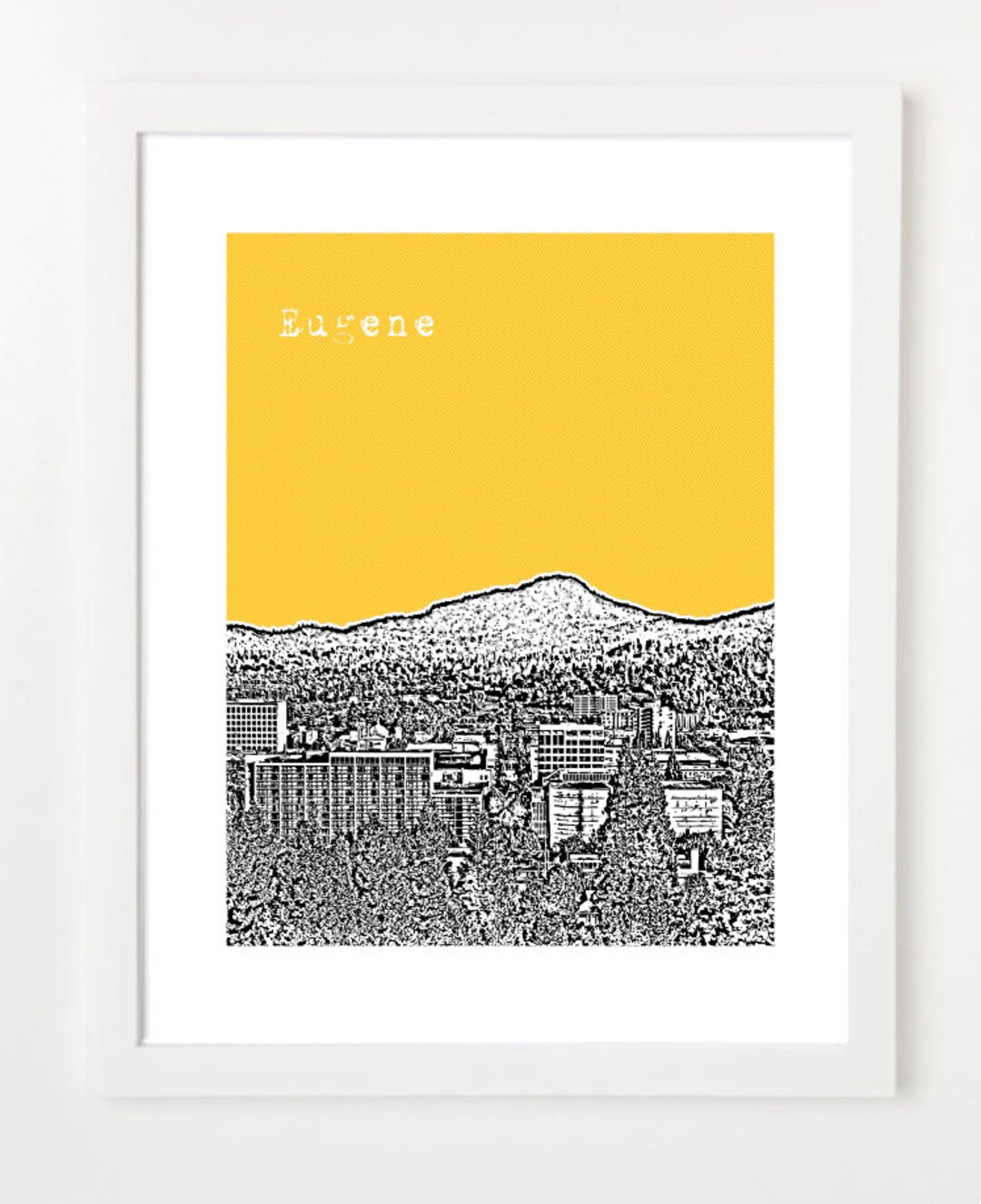 Eugene, Oregon Poster Eugene City Skyline Art Print Eugene, OR College