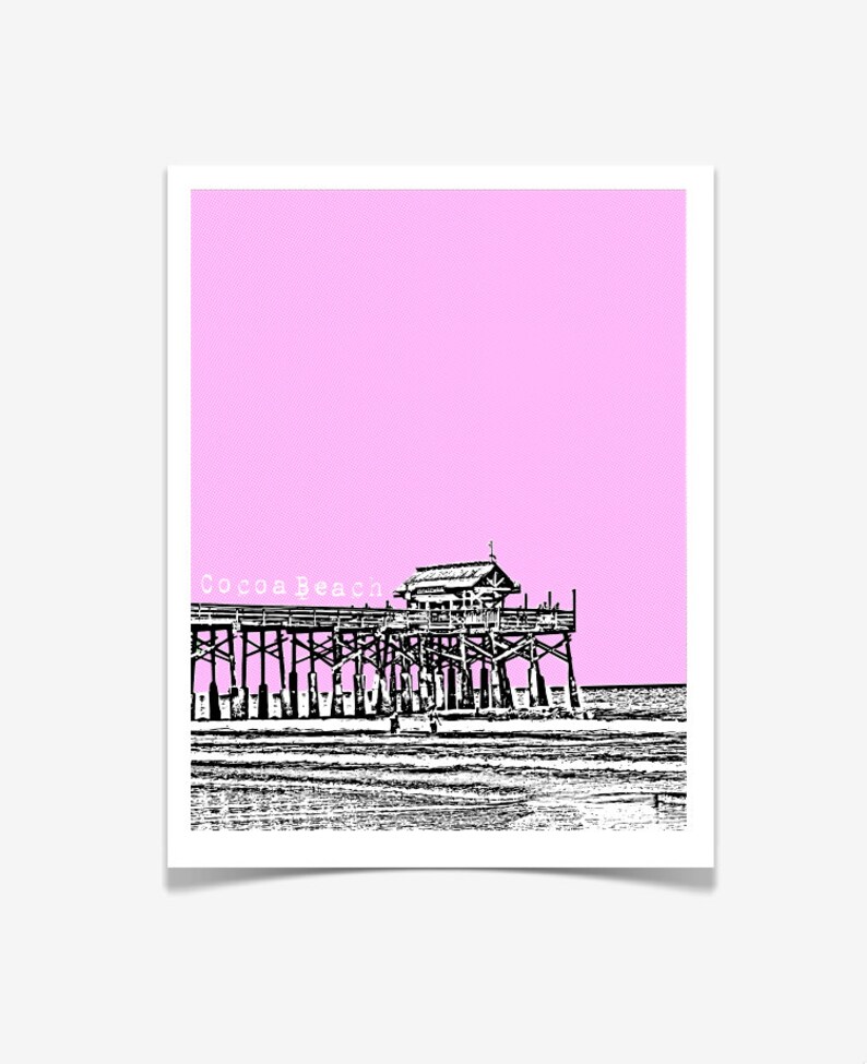 Cocoa Beach Art Print Cocoa Beach Pier Florida State Art Etsy