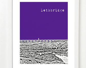 Lethbridge Alberta Skyline Poster - City Skyline Art Print - Lethbridge Art