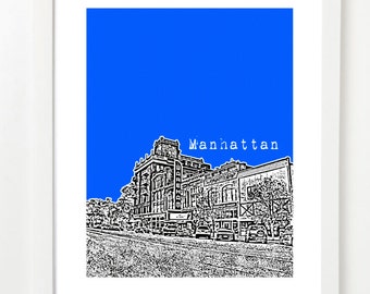 Manhattan, Kansas Poster - City Skyline Art Print - Kansas Series - Original and Unique Graduation Gift