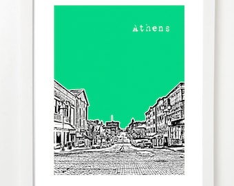 Athens Ohio Art Print - Athens OH Poster - Athens Ohio Skyline - University Print - VERSION 1