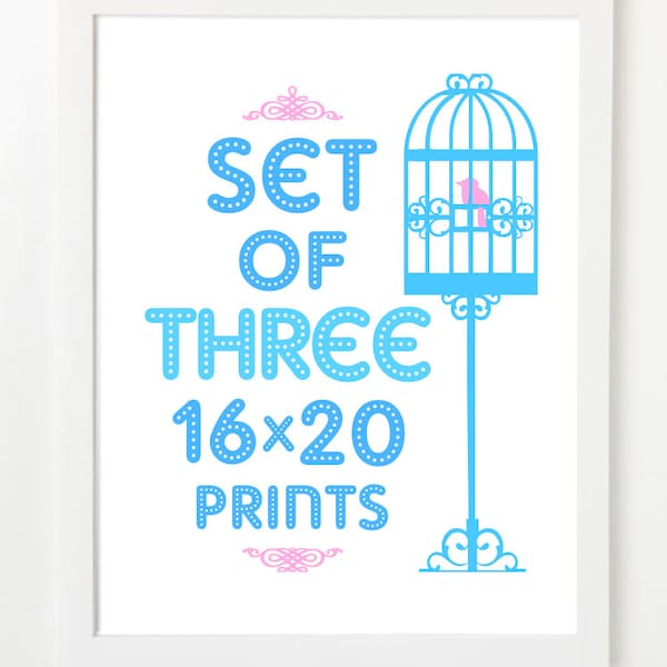 Set of 3 (THREE) 16x20 - Pick Your Print and Color - 16x20