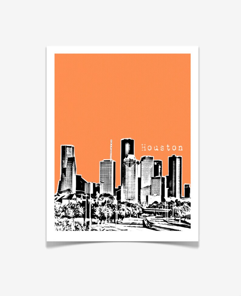 Houston Poster Texas State City Art Print Skyline Poster Etsy