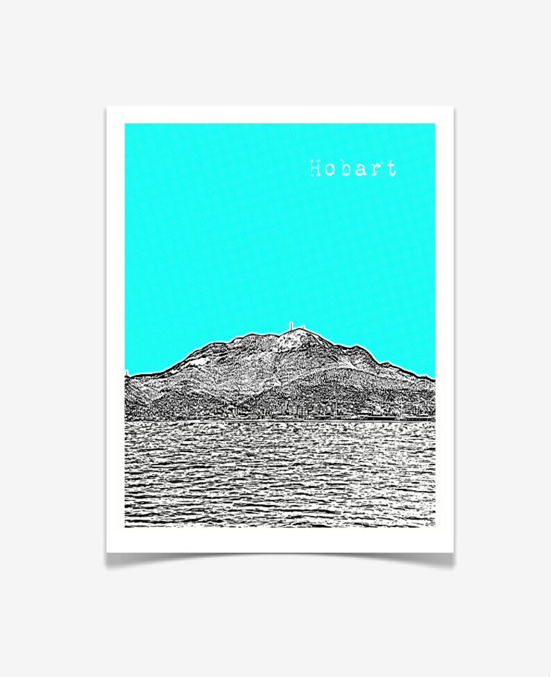Tasmania Art Print Hobart Tasmania Skyline Poster Hobart Etsy