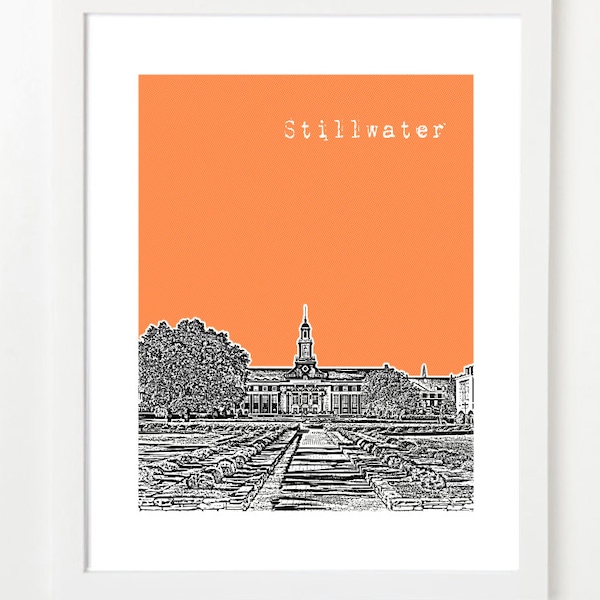 Stillwater Oklahoma Art Print - Stillwater Skyline Poster - Stillwater Poster -