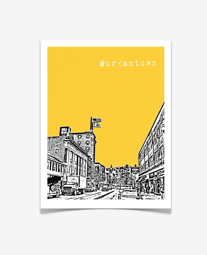 Morgantown West Virginia Skyline Morgantown City Art Print Morgantown WV Poster VERSION 1 image 2