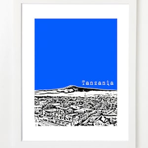 Tanzania Poster Africa City Skyline Series Art Print Mt. Kilimanjaro Arusha, Tanzania image 1