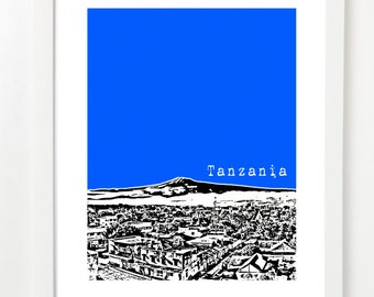 Tanzania Poster - Africa City Skyline Series Art Print - Mt. Kilimanjaro - Arusha, Tanzania