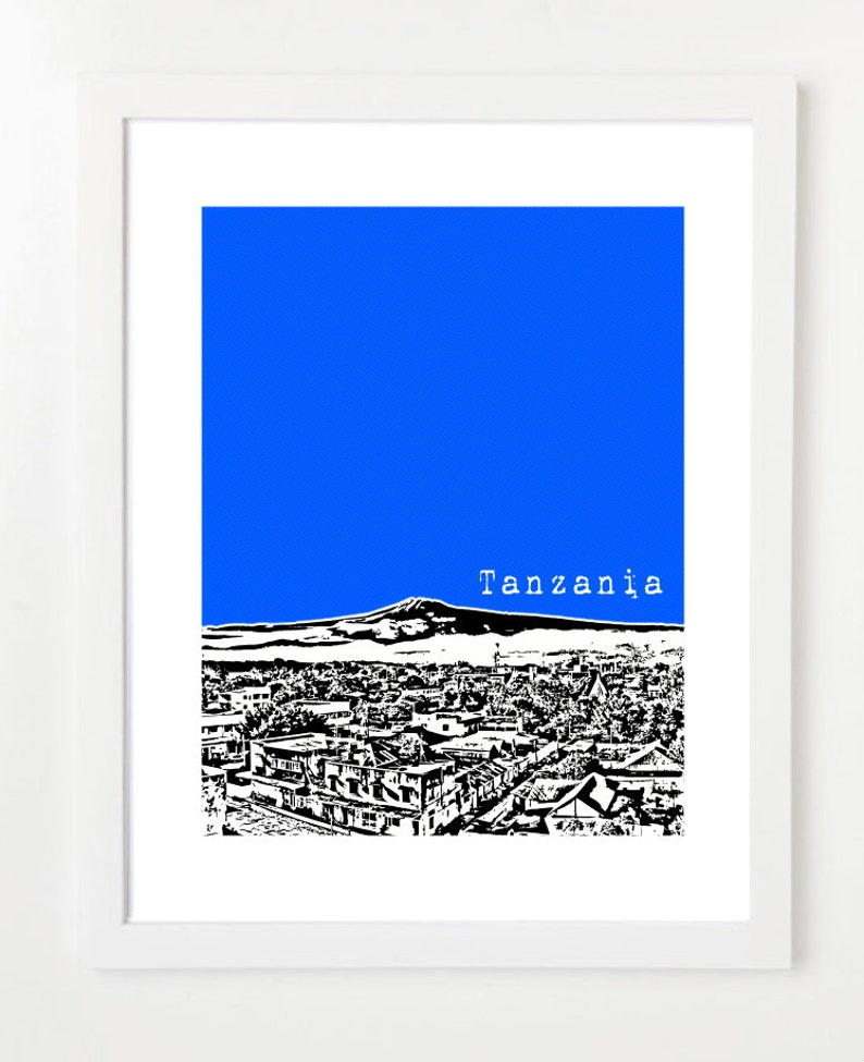 Tanzania Poster Africa City Skyline Series Art Print Mt. Kilimanjaro Arusha, Tanzania image 1