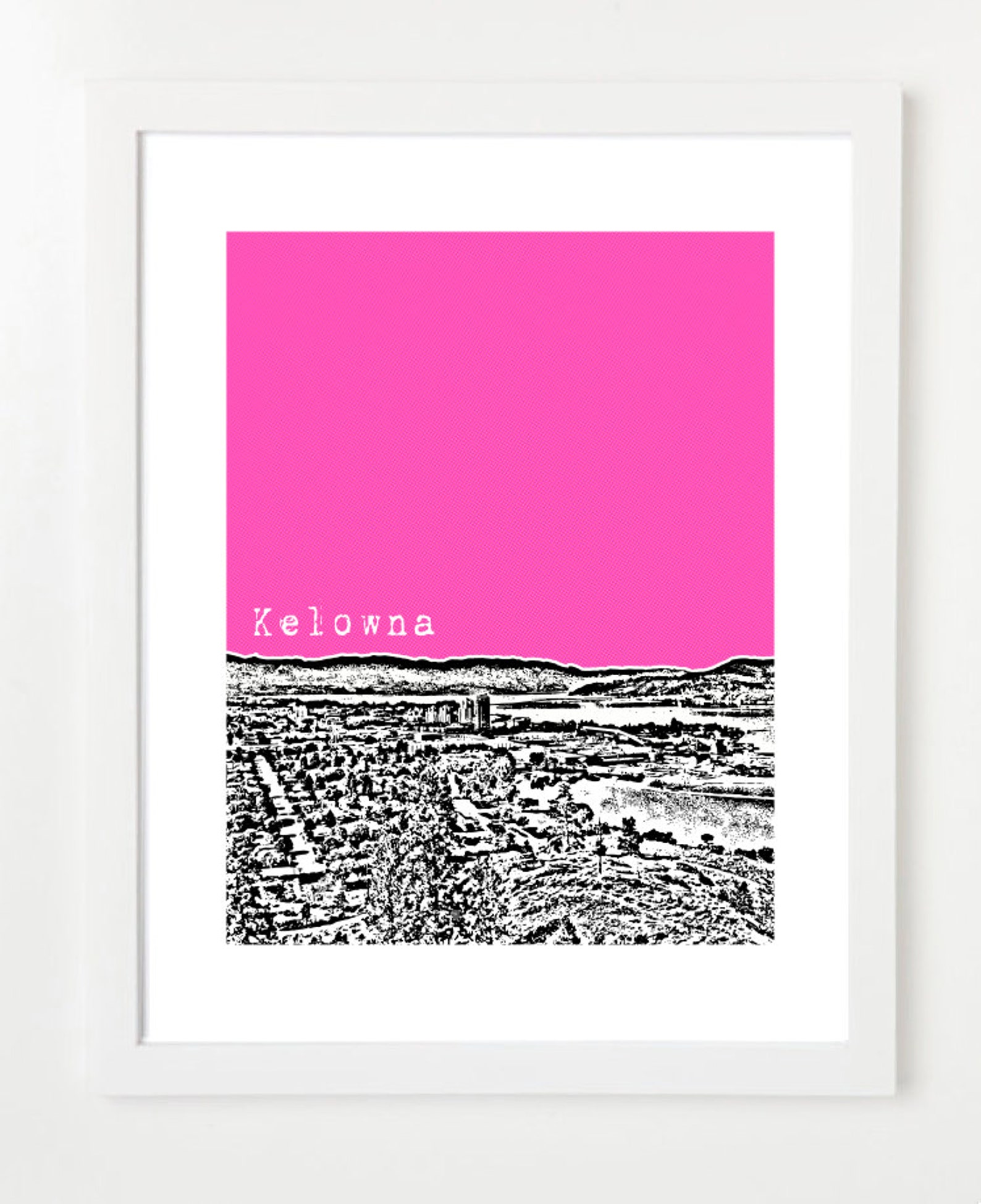 Kelowna Skyline Poster Kelowna British Columbia Art Print Etsy