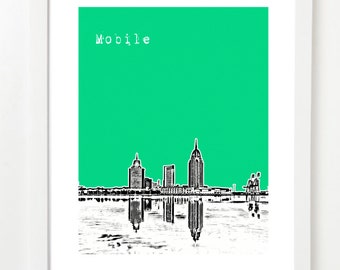 Mobile Alabama Skyline Art Print - Mobile Poster - Mobile AL Gifts