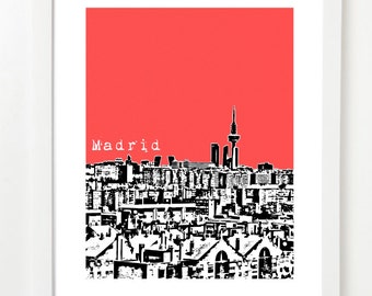 Madrid Skyline Art - Spain City Skyline Series Poster - Madrid, Spain - VERSION 2