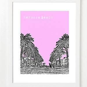 Hermosa Beach, California Poster Hermosa Beach City Skyline Series Art Print California Beach Art image 1