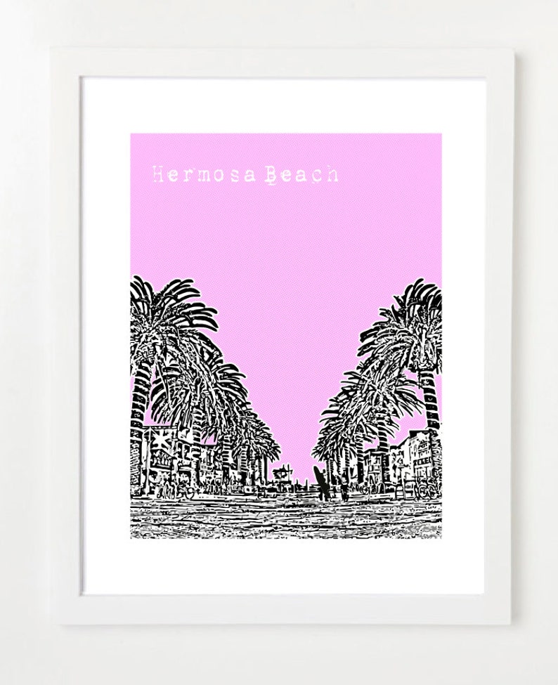 Hermosa Beach, California Poster Hermosa Beach City Skyline Series Art Print California Beach Art image 1