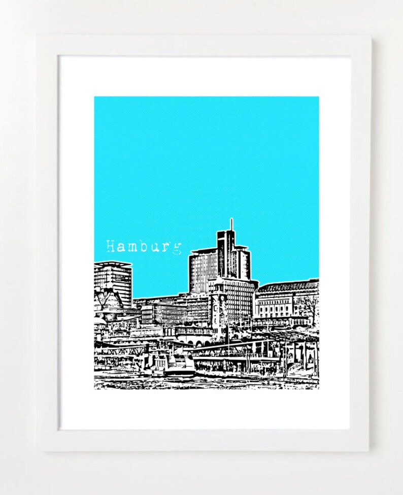 Hamburg Germany Skyline Poster City Art Print Hamburg Etsy