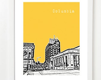 Columbia Skyline Art Print  - City Skyline Poster - Columbia Missouri Gift