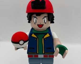 3D-gedruckte Ash Ketchum Pokémon-Figur im großen Maßstab (8,5"-9,5")