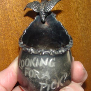 Eagle toothpick holder etched  TAKE YOUR PICK Homan Silverplate c 1900