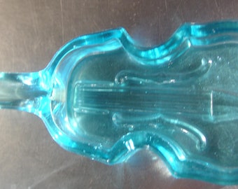 Blue fiddle violin ashtray trinket dish Vintage L G Wright