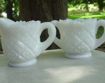 Children's milk glass EAPG Creamer & Sugar Westmoreland