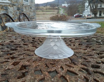 SATIN glass pedestal cake stand Cherries motif