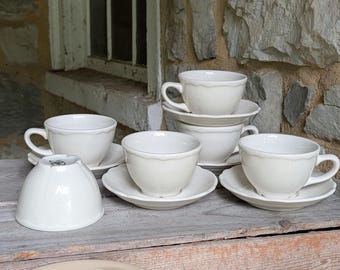 Louça de restaurante Homer Laughlin xícaras pires caldo branco