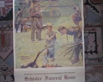 Antique BOY SCOUT calenda w Rare Norman Rockwell print