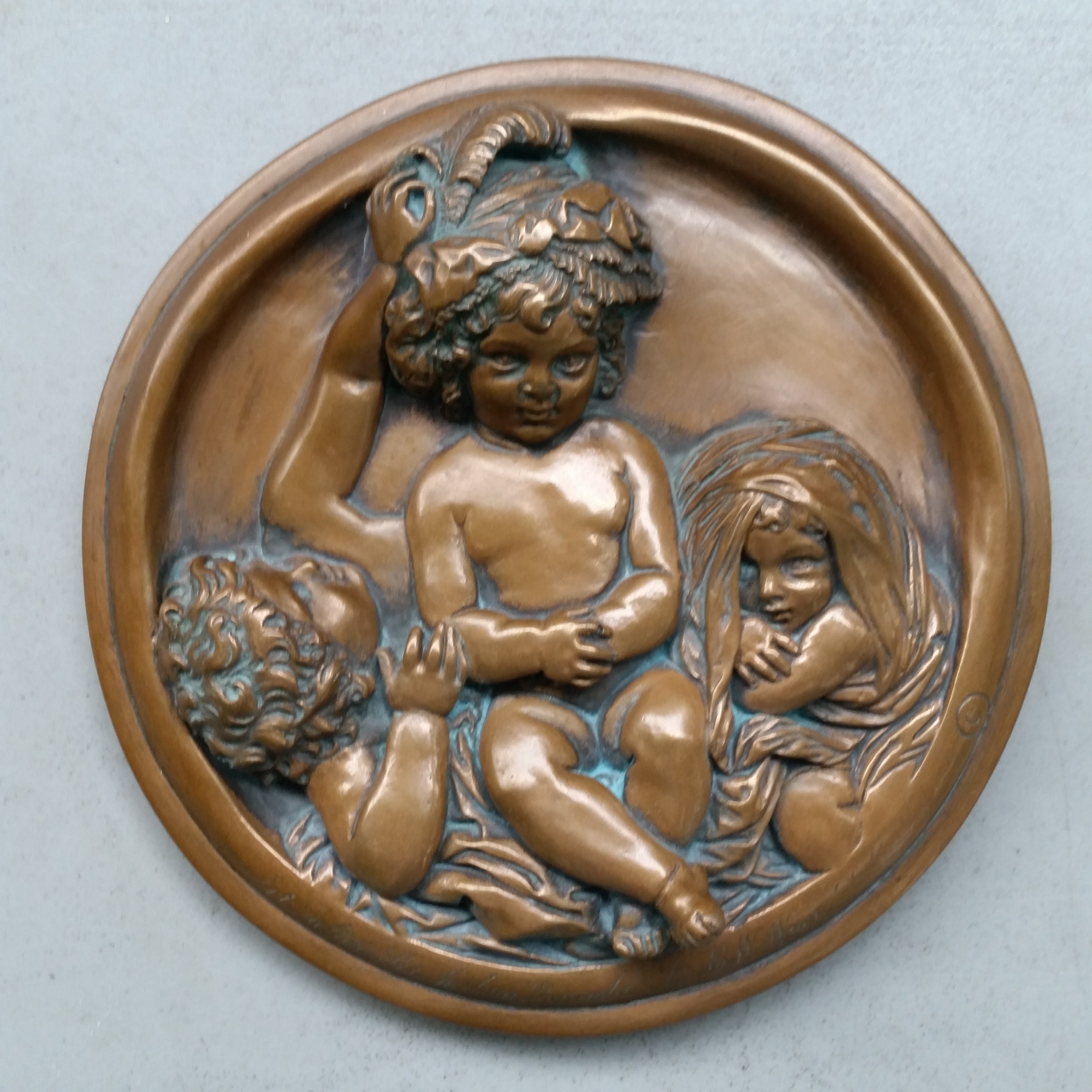 Infant Academy Bronze Art “After Sir. Joshua Reynolds by E. W. Wyon Published 1849 Signed